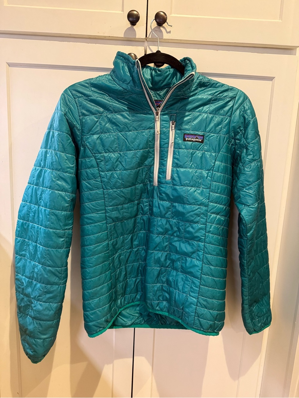 Patagonia Teal Quilted Half-Zip Puffer Jacket